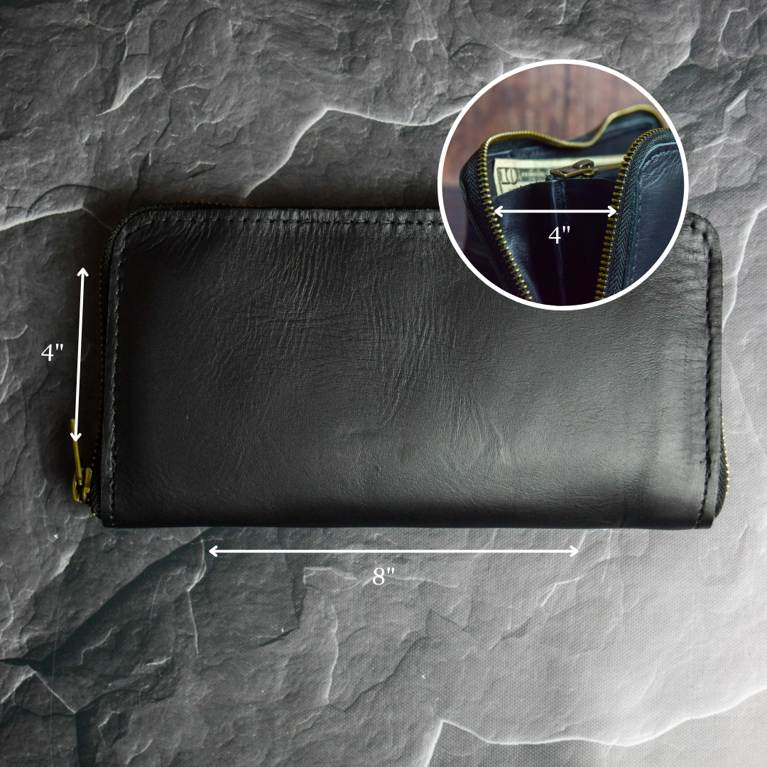 Women's Black Leather Clutch