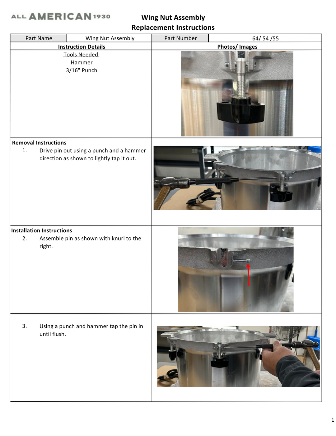 Wing Nut Assembly Replacement Instructions for All American Canners
