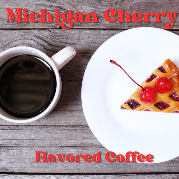 Michigan Cherry Flavored Coffee - 1 Pound Whole Bean or Ground Coffee