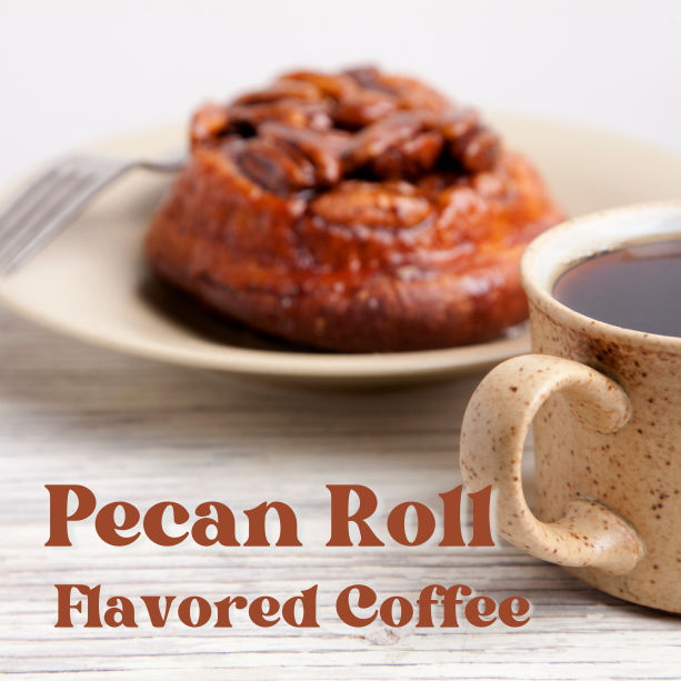 Pecan Roll Flavored Coffee, 1 Pound Bags of Whole Bean and Ground Coffee