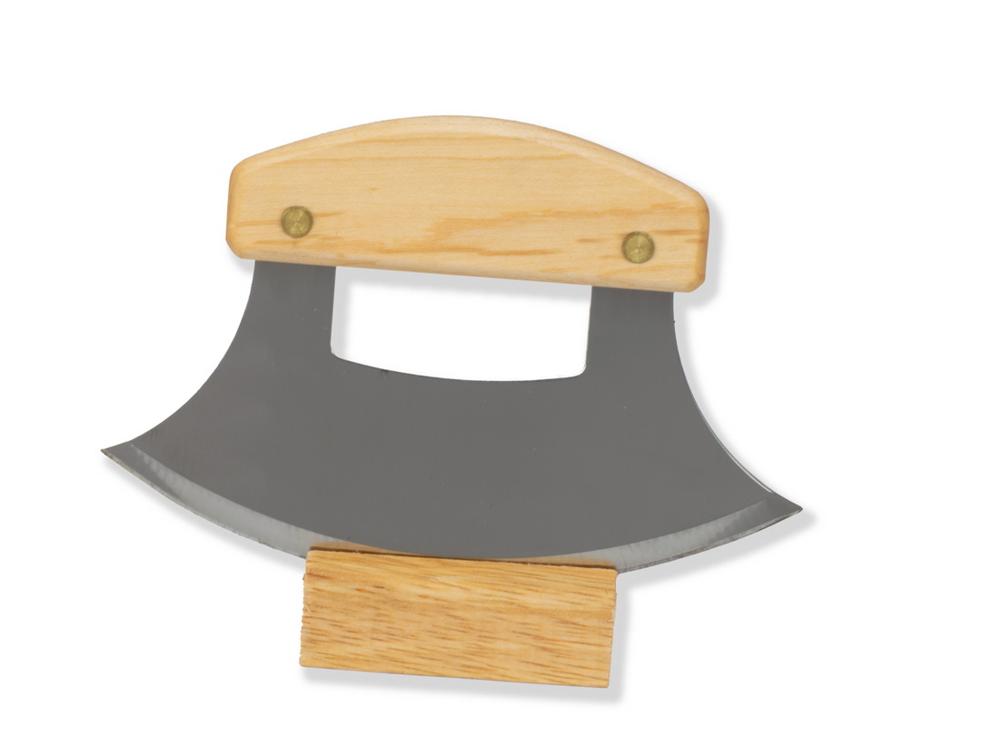 Birch Ulu Knife - Mezzaluna - by The Ulu Factory in Alaska