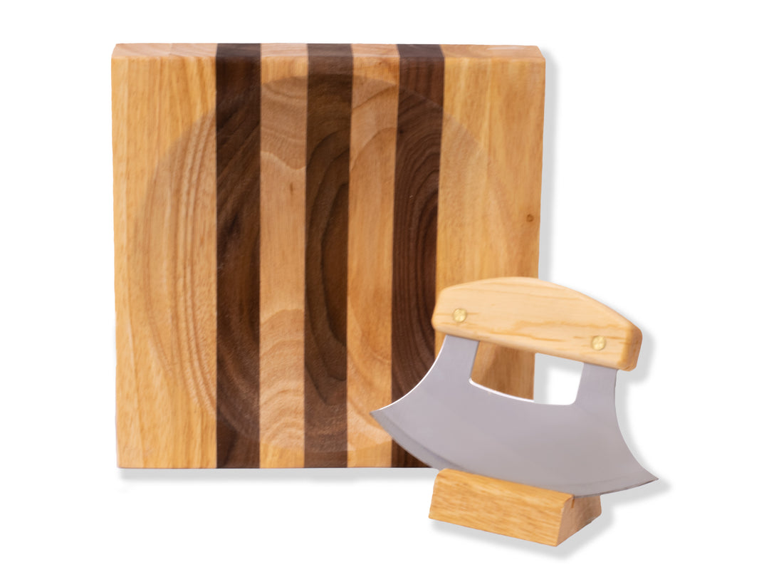 Birch Ulu Knife - Mezzaluna - by The Ulu Factory in Alaska