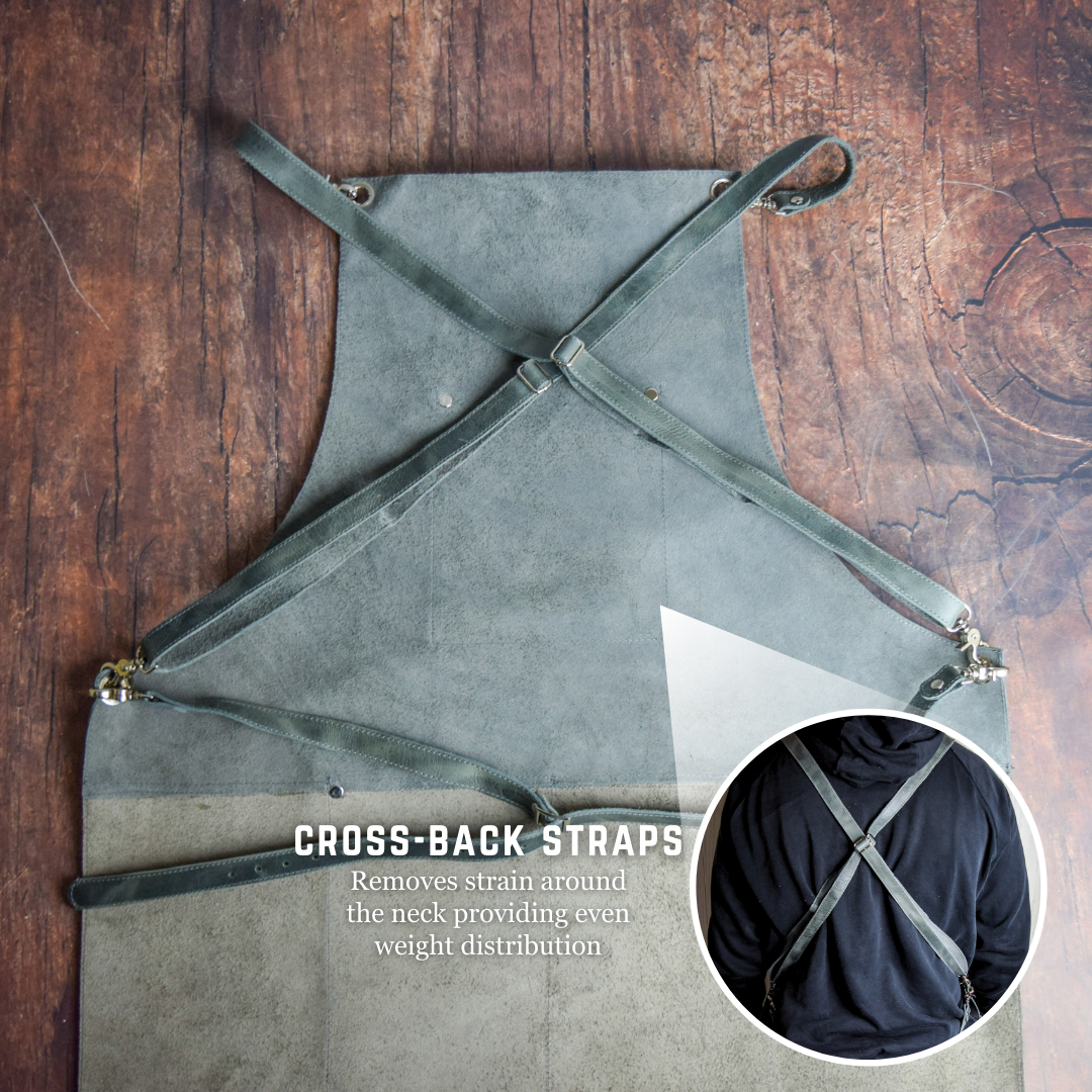 Genuine Leather Unisex Apron w/ Cross Back Straps by World Orphans