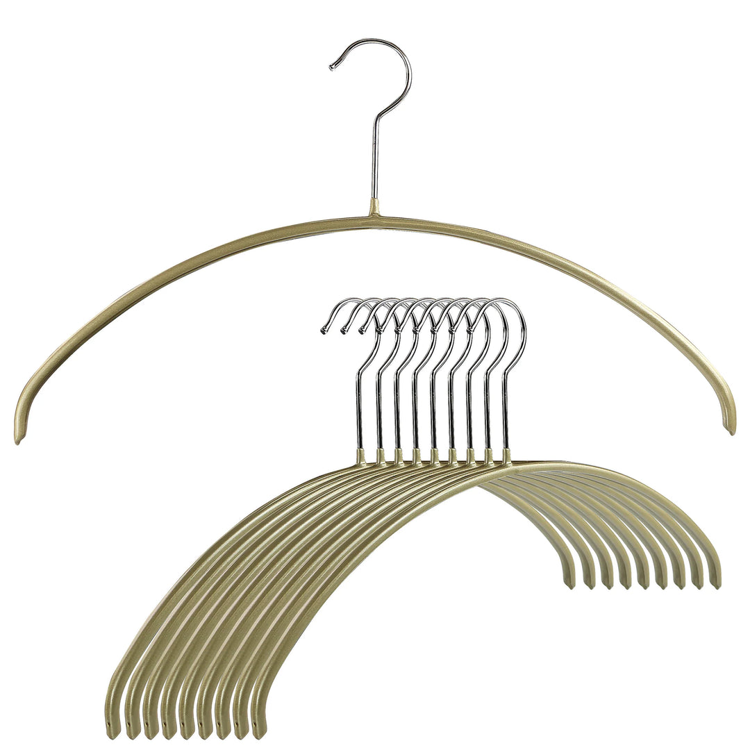 Reston Lloyd MAWA Curved, No-Bump, Non Slip, Space Saving Hangers, Set of 10 Gold