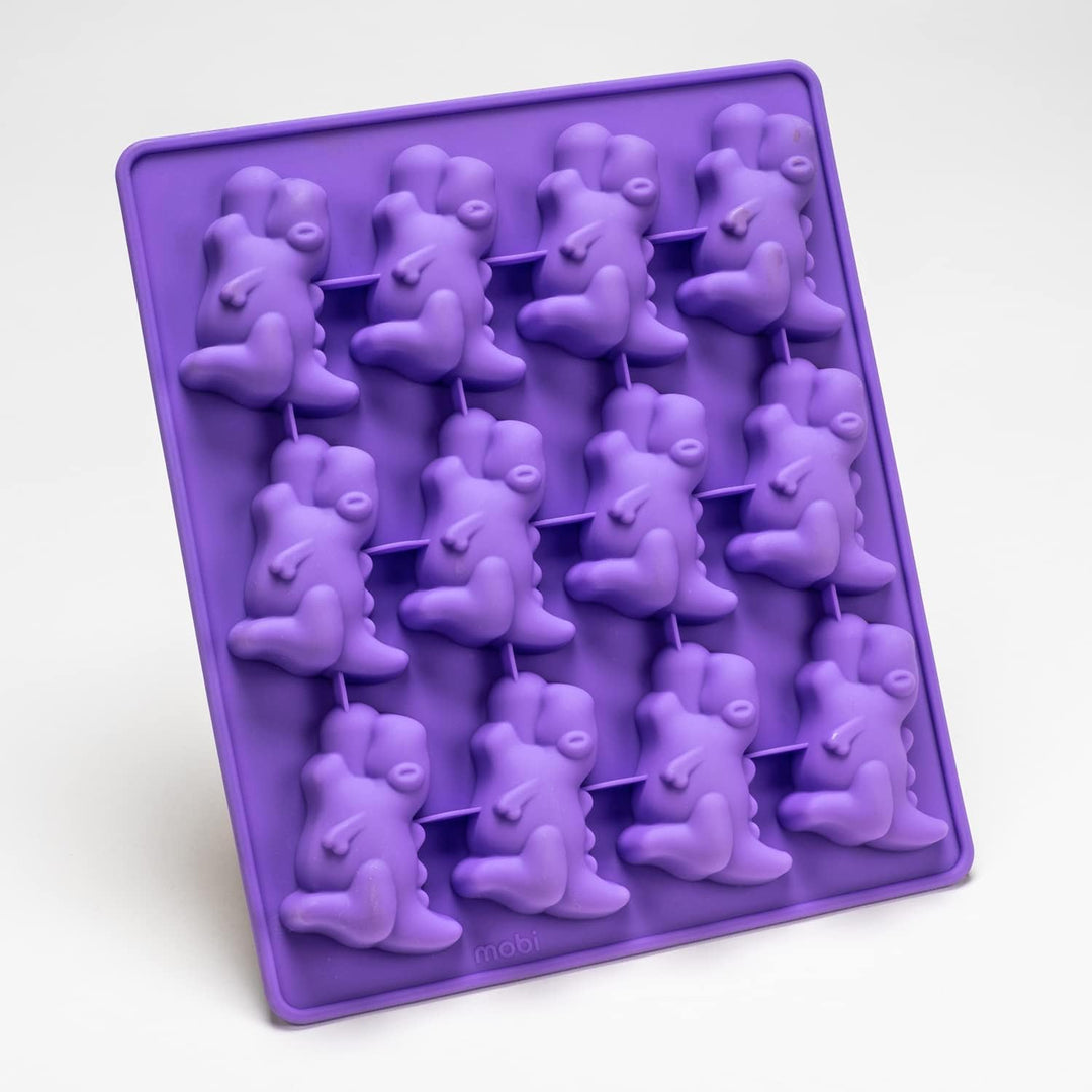 Dinosaur-shaped pigs in a blanket silicone mold