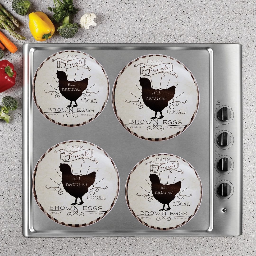 Farm Fresh Rooster Round Burner Kover Set by Range Kleen