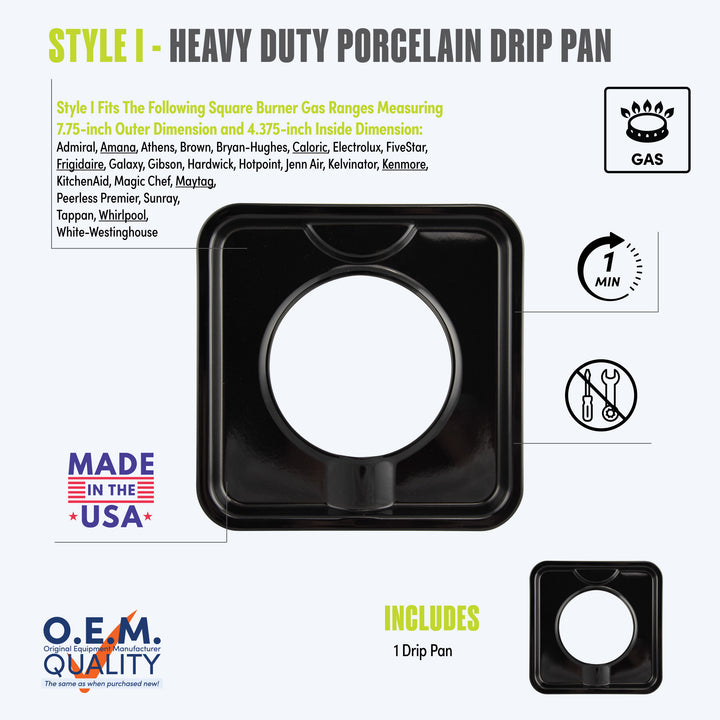 Single Black Porcelain Drip Pan by Range Kleen - SGP-400/P400