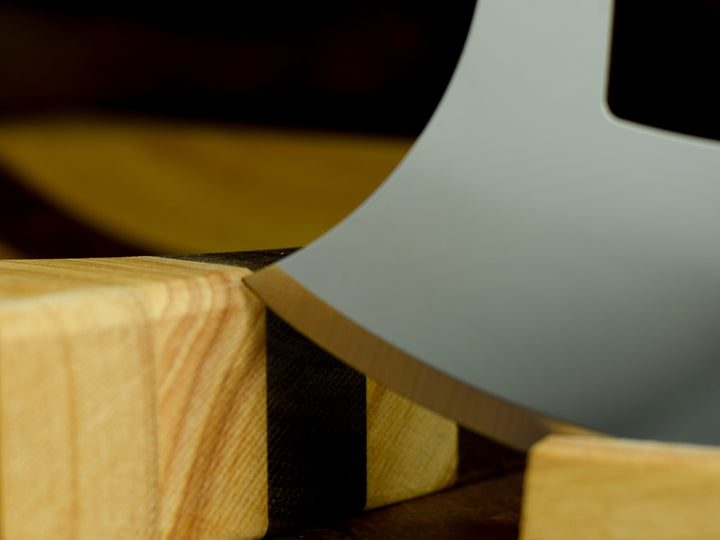 Walnut Ulu Knife with Stand and/or Bowl - Mezzaluna - by The Ulu Factory in Alaska