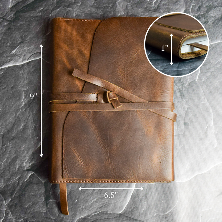 Full Grain, Handmade Leather Journal With Strap Closure –  Case is Compatible with Moleskine Classic Large Notebook