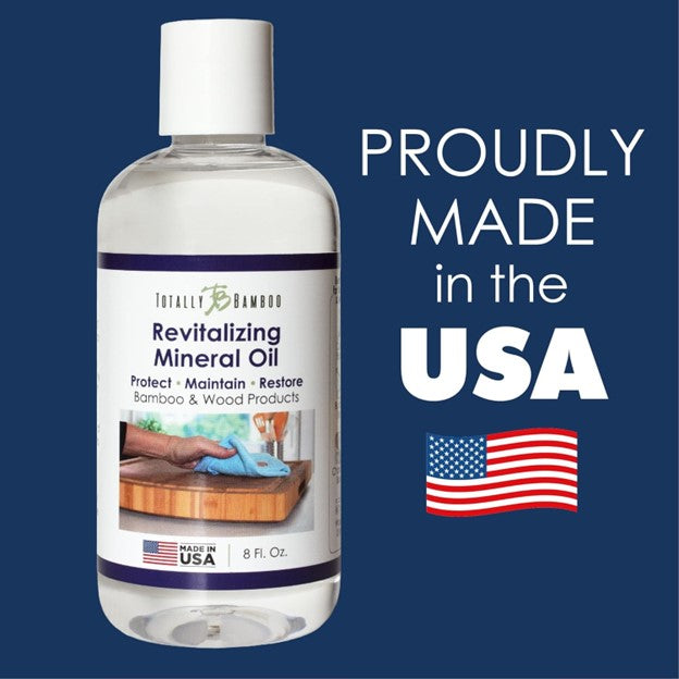 Revitalizing mineral oil for kitchen wood and bamboo utensils and cutting boards, made in the USA