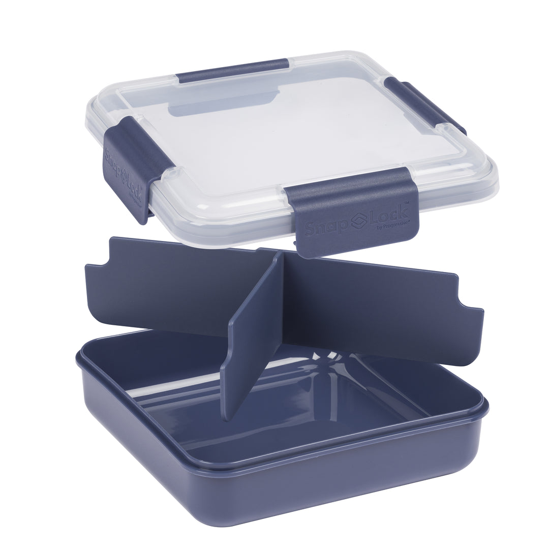 bento box lunch container set with divider insert and snap lid