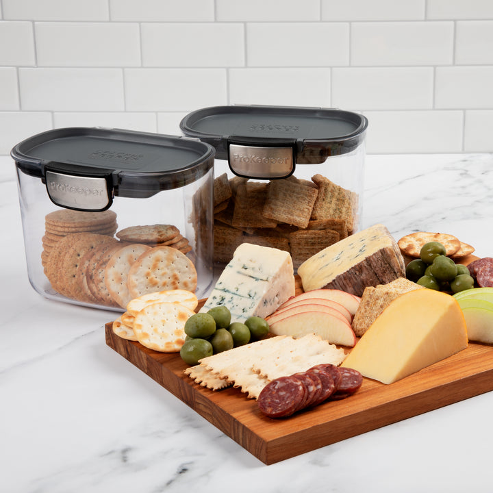 airtight cracker storage containers with charcuterie board