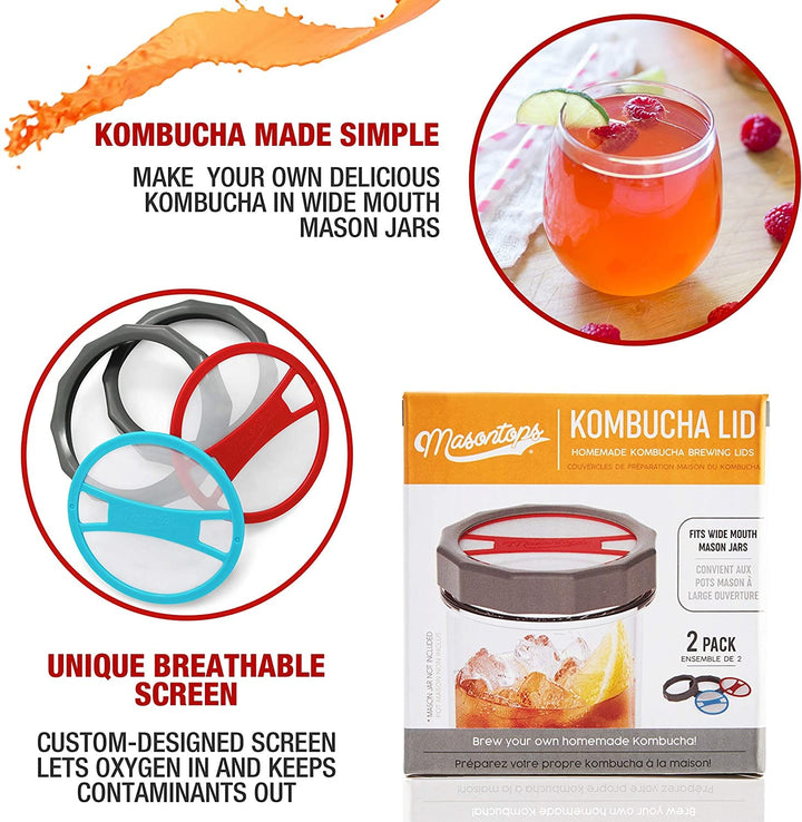 MasonTops Masontops Kombucha Lids - Wide Mouth - 2 Pack