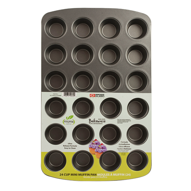 brand new mini baking pan for cupcakes and muffins with packaging label