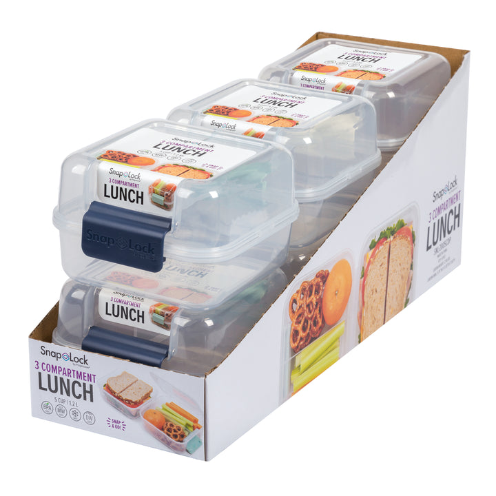 six new plastic food storage container lunch boxes in original packaging box