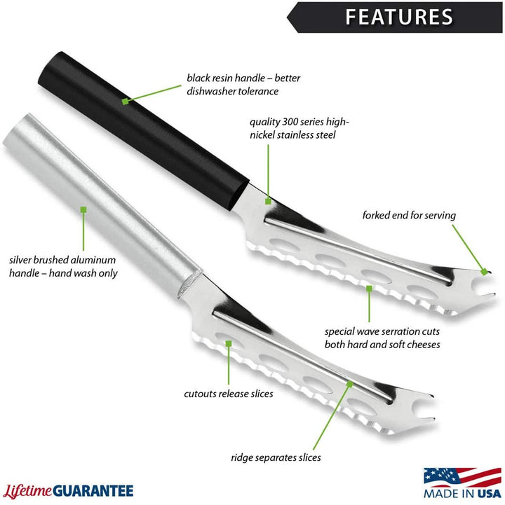 Rada Rada Cheese Knife - Stainless Steel Serrated Edge 9-5/8 Inches