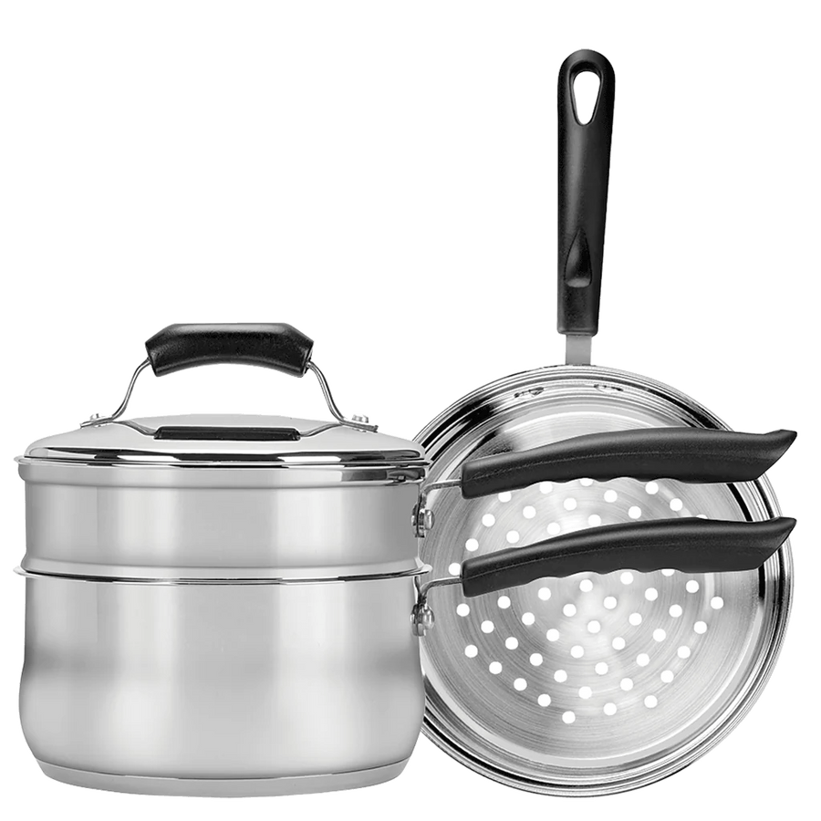 Range Kleen Range Kleen 3 Quart Covered Saucepan with Steamer and Double Boiler Insert