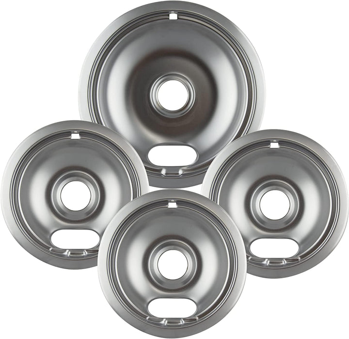 Range Kleen Range Kleen 10124XZ Chrome Style A Drip Pans - Set of 4 - 3 6 Inch and 1 8 Inch