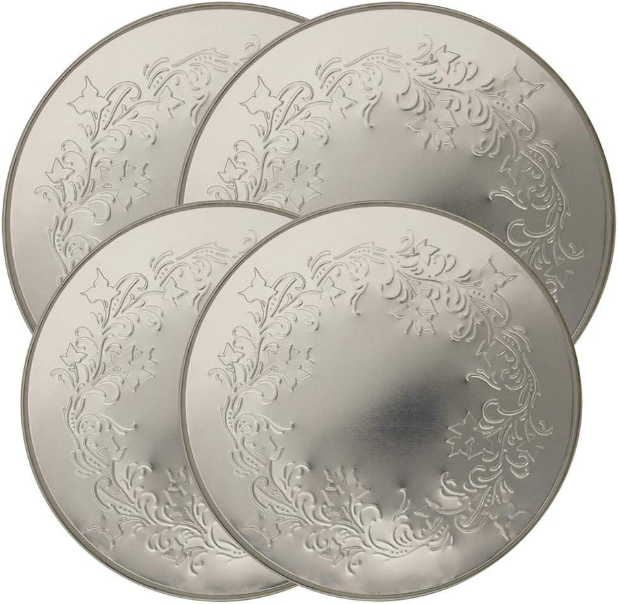 Range Kleen Range Kleen Embossed Ivy Round Burner Covers - Set of 4, Silver, Black or White Silver