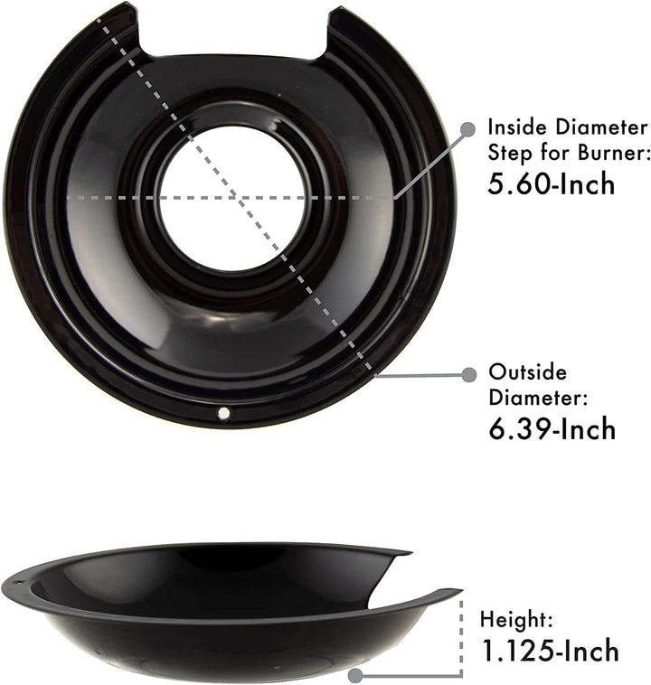 Range Kleen Range Kleen P1056RGE8 Style D Black Porcelain 4-Pack Drip Pans and Trim Rings for GE/Hotpoint