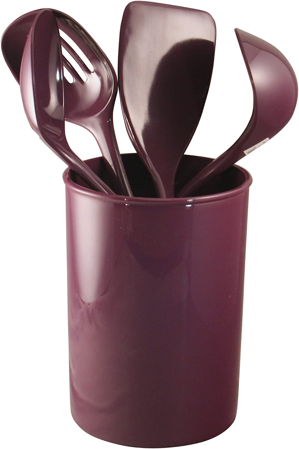 Reston Lloyd Utensil Canister with Melamine Utensils Set 5 Piece Set / Plum