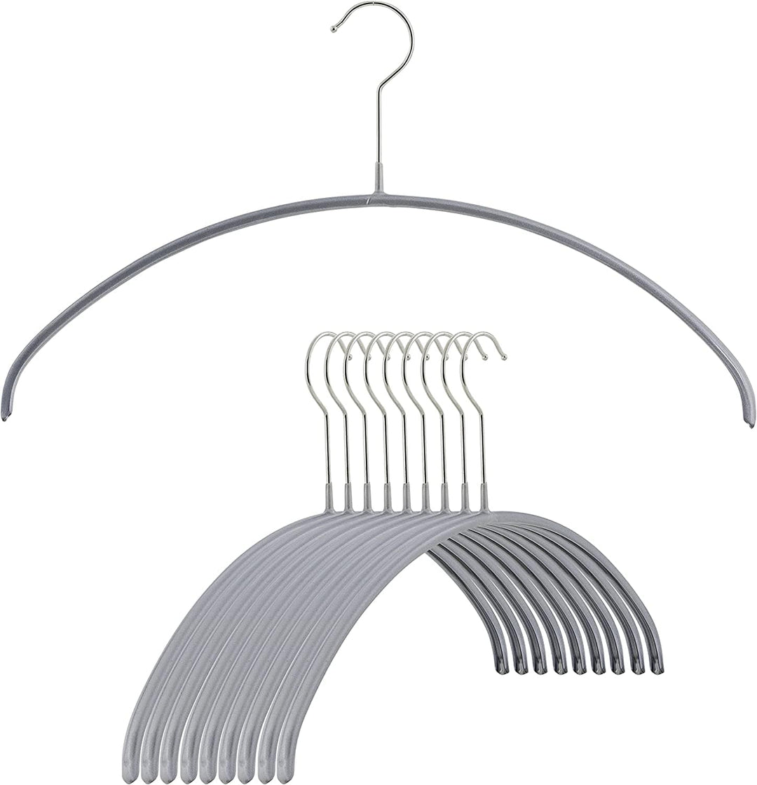 Reston Lloyd MAWA Curved, No-Bump, Non Slip, Space Saving Hangers, Set of 10 Silver