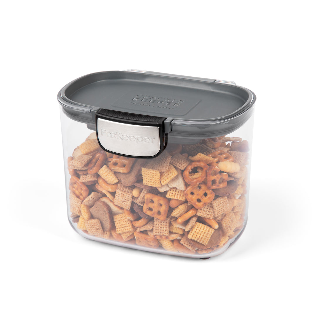 snack storage container with trail mix