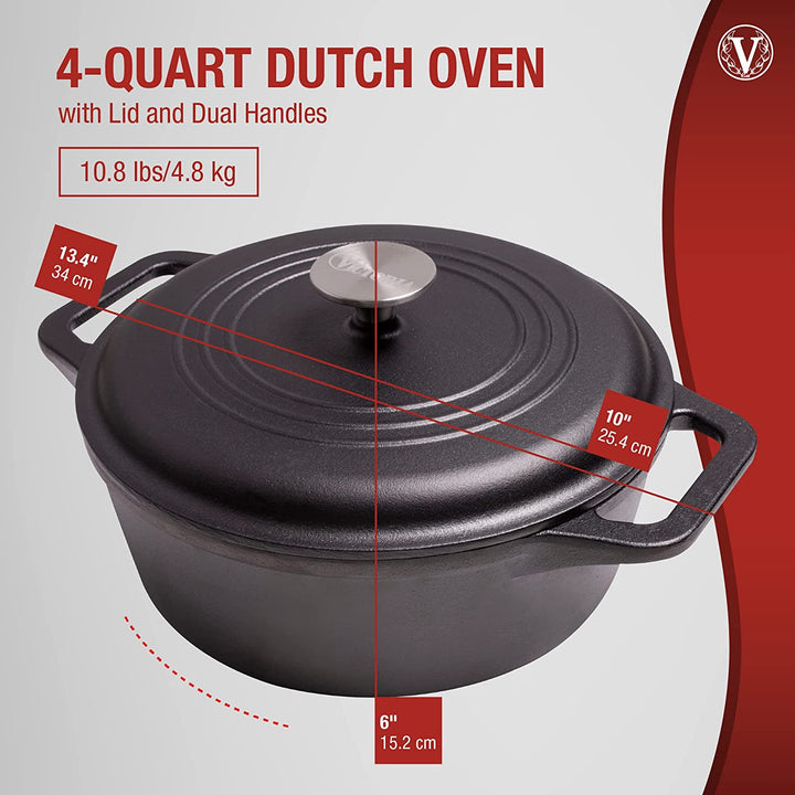 Victoria Cast Iron Victoria Cast Iron Dutch Oven with Lid - 4 Quart