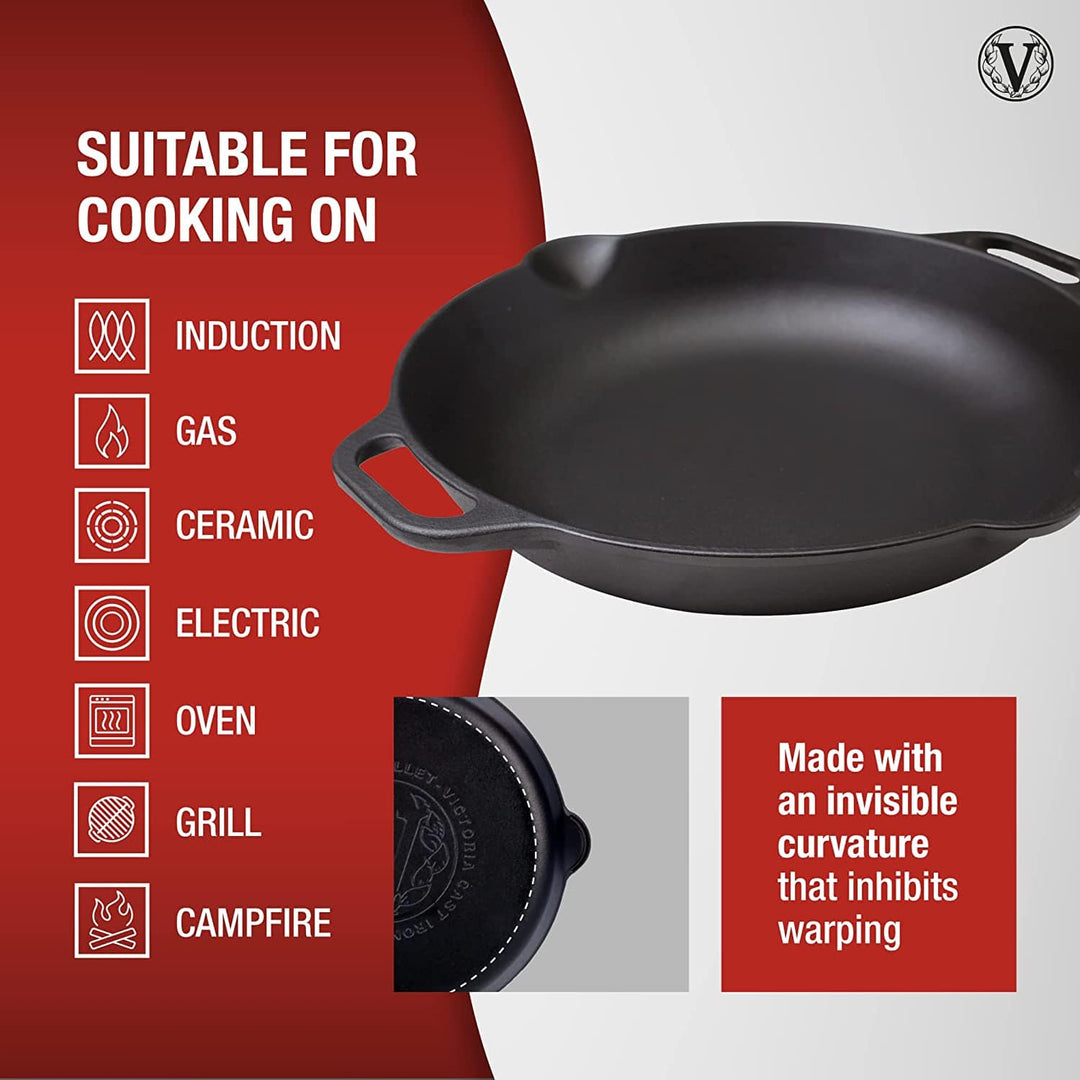 Victoria Cast Iron Victoria Cast Iron 13" Everyday Skillet with Loop Handles