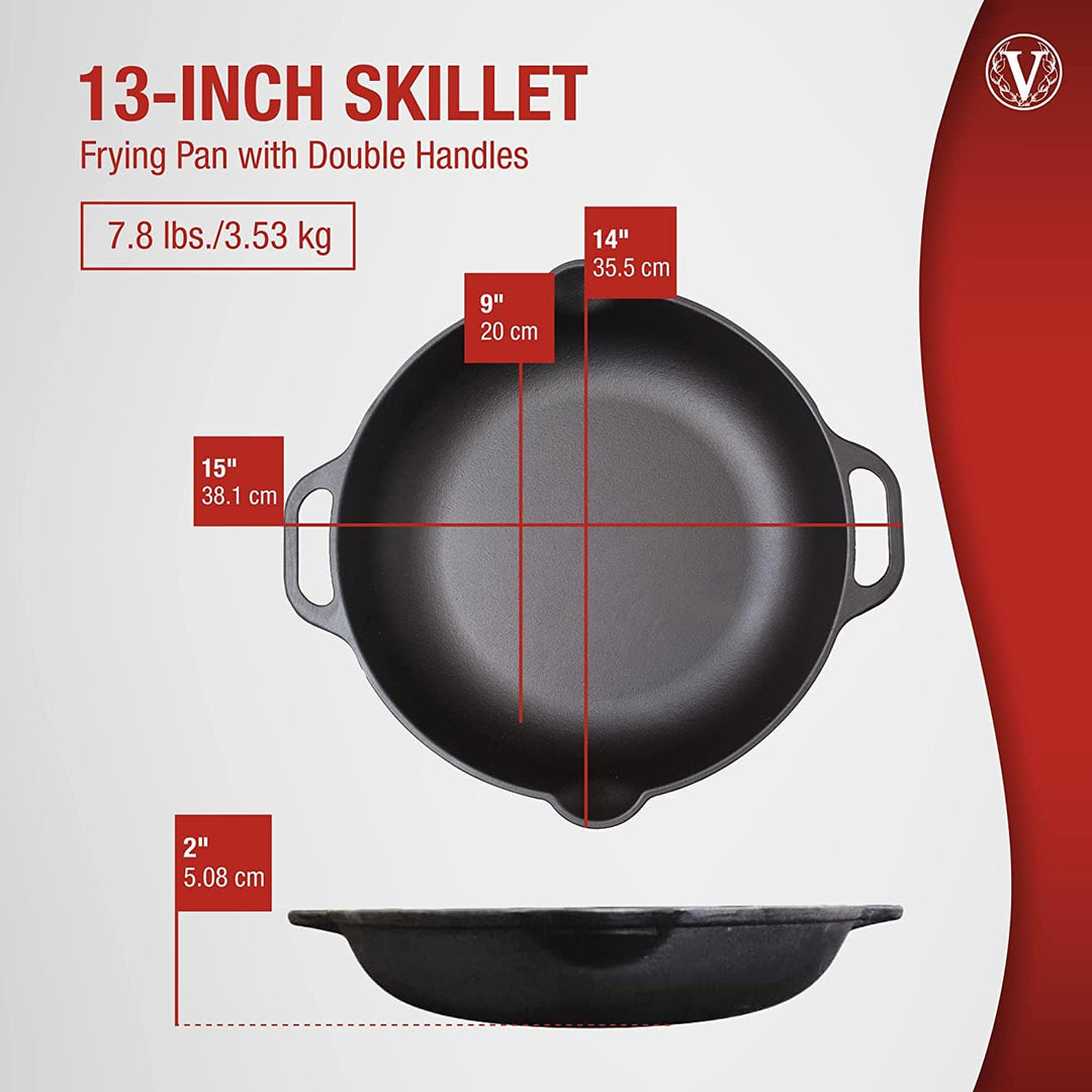 Victoria Cast Iron Victoria Cast Iron 13" Everyday Skillet with Loop Handles